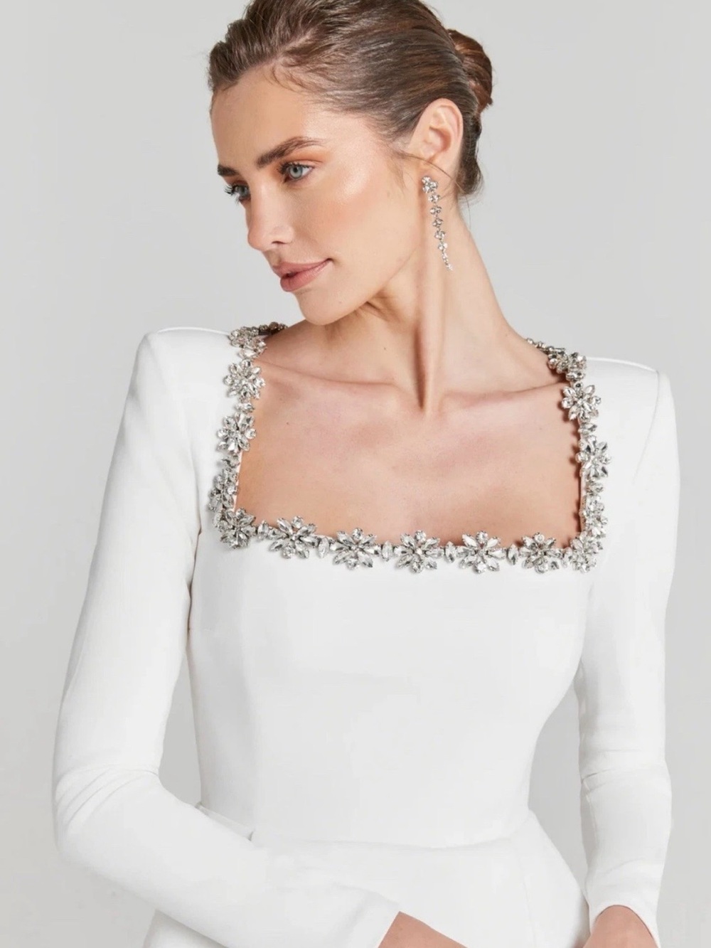 Nadine Merabi Women's White
Kimberly Rhinestone Long Sleeve
Minidress size - 6/S